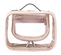 Travel Cosmetic Bag Large Capacity Waterproof Double Layer Makeup Organizers with Zippered Clear Toiletry Case for Women Makeup Brush Holder