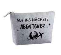 Travel Cosmetic Bag Made of Felt with Personalised Guardian Angel Keyring - Gift for Travellers, Farewell Gift Abroad Year, Toiletry Bag as Lucky Charm for Women Men