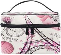 Travel Cosmetic Bag Paris Eiffel Tower Flower Toiletry Makeup Bag Pouch Tote Case Organizer Storage for Women Girls