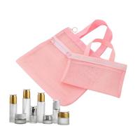 Travel Cosmetic Bag - Portable Mesh Cosmetic Bag with Zip - Pack of 2 with Handle for Travel Aeroplane Festival Work Gym, pink, see description, See description