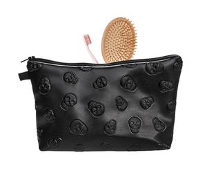Travel Cosmetic Bag - PU Leather Skull Makeup Bag, Compact Organizer, Multi-Purpose Zippered Pouch, Elegant and Functional Design | Perfect for Toiletries, Jewelry, Gym, Camping, Hotel, Bedroom