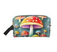 Travel Cosmetic Bag - Reusable Dopp Kit, Cute Colored Mushrooms Print Storage Pouch, Multi-Use Organizer for Toiletries, Makeup