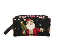 Travel Cosmetic Bag - Reusable Dopp Kit, Merry Christmas Print Storage Pouch, Multi-Use Organizer for Toiletries, Makeup