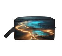 Travel Cosmetic Bag - Reusable Dopp Kit, View Under The Moon Print Storage Pouch, Multi-Use Organizer for Toiletries, Makeup