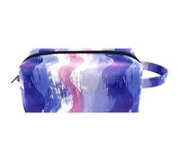 Travel Cosmetic Bags Brush Pouch with Handle, Purple Wavy Seamless Pattern Water-Resistant Toiletry Bag Accessories Organizer for Women Girls