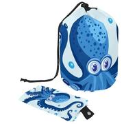 Travel Cosmetic Bags Bucket Makeup Bag, Cool Blue Octopus Women Portable Foldable Cases, Multifunctional Toiletry Bucket Bags Round Organizer Storage