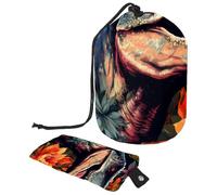Travel Cosmetic Bags Bucket Makeup Bag, Cool Pop Art Dinosaur World Women Portable Foldable Cases, Multifunctional Toiletry Bucket Bags Round Organizer Storage
