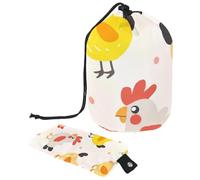 Travel Cosmetic Bags Bucket Makeup Bag, Cute Cartoon Chicken Women Portable Foldable Cases, Multifunctional Toiletry Bucket Bags Round Organizer Storage