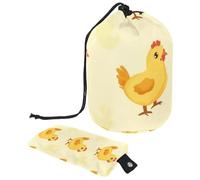 Travel Cosmetic Bags Bucket Makeup Bag, Cute Cartoon Fun Chicken 1 Women Portable Foldable Cases, Multifunctional Toiletry Bucket Bags Round Organizer Storage