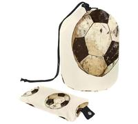 Travel Cosmetic Bags Bucket Makeup Bag, Dirty Football Soccer Sports Ball 73 Women Portable Foldable Cases, Multifunctional Toiletry Bucket Bags Round Organizer Storage
