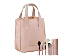 Travel Cosmetic Bags for Women, Makeup Bag Organiser, Makeup Bag Large with Compartments, Travel Cosmetic Bag with Handle, Travel Organiser for Women, Versatile Large Makeup Bag for Large Toile, pink