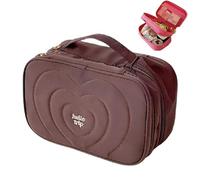 Travel Cosmetic Bags Large Capacity 3 Layer Makeup Bag for Women Cotton Toiletry Bag Shampoo Container Outdoor Room Essentials Accessories, Brown, Classic