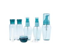 Travel Cosmetic Containers Kit for Lotion and Makeup Remover, Blue | Reusable PE PET PP Set, Double Design with Screw Mouth, Label Paper Included for Travel and Gym Use