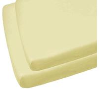 Travel Cot Fitted sheet 95x65 | Travel Cot Mattress Sheets | 4 Way Stretch Soft Bedsheet Hypoallergenic Elasticated Breathable Fitted Cot Sheets (Pack of 2, Yellow)
