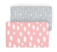 Travel Cot Fitted Sheets 95x65cm, 2 Pack, Ultra Soft & Breathable Microfiber, Fits for Graco, Red Kite, Joie & Maxi-Cosi Iris Travel Cot, Grey Arrow & Pink Cloud, Preshrunk