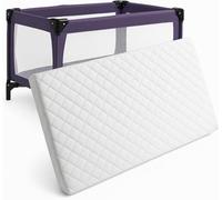 Travel Cot Mattress 95×65×5 cm - Built-in Quilted Fitted Protector - Fits Graco, Red Kite, Hauck & Mamas & Papas Travel Cots - Waterproof, Hypoallergenic Polypropylene Foam Mattress