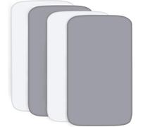 Travel Cot Sheets 95x65cm Fitted 4 Pack, Ultra Soft & Breathable Baby Bedside Crib Sheets, Grey & White