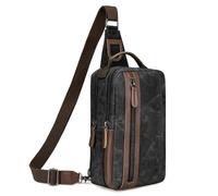 Travel Crossbody Bag for Men Women, Retro Waxed Canvas Waterproof Messenger Bag Sling Bag for Work Sport Shopping, Black