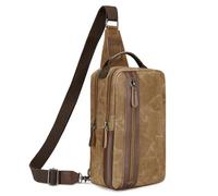 Travel Crossbody Bag for Men Women, Retro Waxed Canvas Waterproof Messenger Bag Sling Bag for Work Sport Shopping, Khaki
