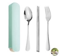 Travel Cutlery Set, 3 Pcs Stainless Steel Travel Cutlery Set with Case, Hand Washable and Reusable for All Occasion