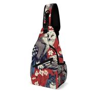 Travel Daypack Sling Bag, Casual Crossbody Chest Shoulder Pack, Perfect for Shopping, Trips and Everyday Carry, Watercolor Animals And Flowers