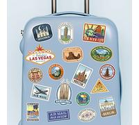 Travel Destination Vintage Luggage Stickers Set - 20 Waterproof Removable Retro World Landmark Vinyl Decals for Suitcase Laptop Scrapbook Water Bottle Personalization Gift Pack