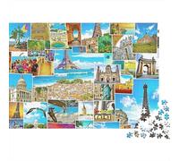 Travel Destinations 1000Pc Jigsaw Puzzle for Senior Citizens Recycled ParisCollage Cardboard Challenging & Brainteasing Classic Educational Games 52x38cm/1000pcs