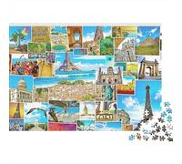 Travel Destinations 1000pc Jigsaw Puzzle Ultra Difficult Stress Relief Puzzle Made in UK Missing Piece Guarantee 100% Recycled 70x50cm/1000pcs