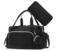 Travel Diaper Bag - Adjustable Ergonomic Shoulder Carrier, Reinforced Zipper Supply | Extra Compartment Wipes Dispenser Bag, Gear Carrier for, Black, Consulte la descripción, See description