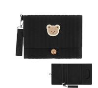 Travel Diaper Bag - Diaper Bag With Multiple Pockets, Foldable Bag For Cute Bear Embroidery, With Stroller Strap For Mom | Former Boy Girl Dad Road Trip, black, se beskrivning