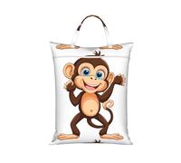 Travel Dirty Laundry Bag 58x46cm - Cute Monkey Water-Resistant Wash Bag With Zipper, Hand Strap - Large Reusable Clothes Hamper For Beach, Camping, Gym, Sports Kit, Towels, Shoes