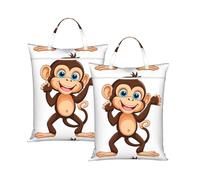 Travel Dirty Laundry Bag 58x46cm - Cute Monkey Water-Resistant Wash Bag With Zipper, Hand Strap - Large Reusable Clothes Hamper For Beach, Camping, Gym, Sports Kit, Towels, Shoes