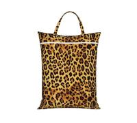 Travel Dirty Laundry Bag 58x46cm - Leopard Pattern Print Water-Resistant Wash Bag With Zipper, Hand Strap - Large Reusable Clothes Hamper For Beach, Camping, Gym, Sports Kit, Towels, Shoes