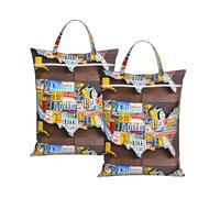 Travel Dirty Laundry Bag 58x46cm - License Plate Map Water-Resistant Wash Bag With Zipper, Hand Strap - Large Reusable Clothes Hamper For Beach, Camping, Gym, Sports Kit, Towels, Shoes