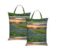 Travel Dirty Laundry Bag 58x46cm - Texas Bluebonnets Scenery Water-Resistant Wash Bag With Zipper, Hand Strap - Large Reusable Clothes Hamper For Beach, Camping, Gym, Sports Kit, Towels, Shoes