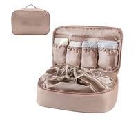 Travel Divided Lingerie Organizer Drawstring Storage Bag, Rose Pink 7#, One Size