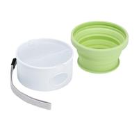 Travel Dog Bowl - Portable Pet Snack Container with Poop Bag Holder | Silicone ABS Build, Folding 150ml Bowl, 90ml Grid Storage, Compact 9.9x5.6cm Size, Lightweight 94g, Camping Hiking