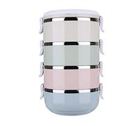 Travel Dog Bowls, 4 Tiers Travel Pet Bowls Portable Stainless Steel Food Container with Handle for Dog Cat Feeding, 24oz