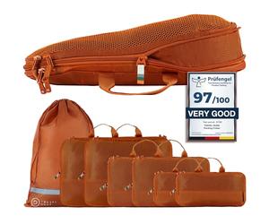TRAVEL DUDE Compression Packing Cubes - Packing Cubes Compression Set for Suitcases, Backpacks & Travel - Lightweight, Compressible Travel Organisers for Luggage (4 pieces, Burnt Orange)