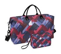Travel Duffel Bag 4th Of July Red and Blue Stripes Stars Weekender Duffel Bag Gym Sports Duffel Bags with Adjustable Strap for Trip Waterproof, 4th of July red and blue stripes stars, Set Of 2, Art