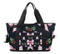 Travel Duffel Bag Bows Leaves Berries, Expandable Weekend Overnight Bag, Waterproof Sport Gym Tote Hospital Bags