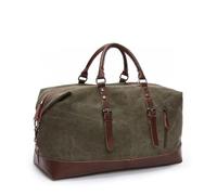 Travel Duffel Bag Canvas Leather Men Travel Bags Carry On Luggage Bag Men Duffel Bag Handbag Travel Tote Large Weekend Bag(Dark Green)