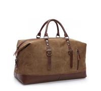 Travel Duffel Bag Canvas Leather Men Travel Bags Carry On Luggage Bag Men Duffel Bag Handbag Travel Tote Large Weekend Bag(Brown)