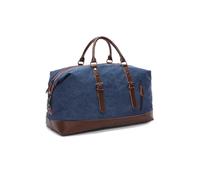 Travel Duffel Bag Canvas Leather Men Travel Bags Carry On Luggage Bags Men Duffel Bags Travel Tote Large Weekend Bag Small Overnight(Blue Small)