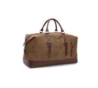 Travel Duffel Bag Canvas Leather Men Travel Bags Carry On Luggage Bags Men Duffel Bags Travel Tote Large Weekend Bag Small Overnight(Coffee Small)
