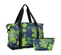 Travel duffel bag Carry On Weekend port gym bag Tote with Adjutable trap for port 2 Pc et, Carnation Lime Green and Navy Blue