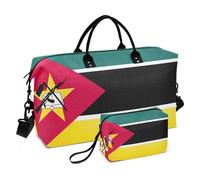 Travel Duffel Bag & Cosmetic Pouch Set of 2, Design Women Gym Tote Bag Overnight Carry on Bags Mozambique Flag