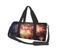 Travel Duffel Bag Foldable Weekender Overnight Bag Beautiful Fireworks Sports Tote Gym Bag Large Capacity Lightweight Carry On Luggage Bag for Men Women, Black, One Size