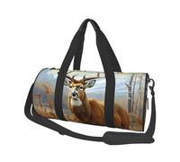 Travel Duffel Bag Foldable Weekender Overnight Bag Buck Deer Sports Tote Gym Bag Large Capacity Lightweight Carry On Luggage Bag for Men Women, Black, One Size