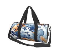 Travel Duffel Bag Foldable Weekender Overnight Bag Carp with Wave Patterned Sports Tote Gym Bags Large Capacity Lightweight Carry On Luggage Bags for Men Women, Black, One Size